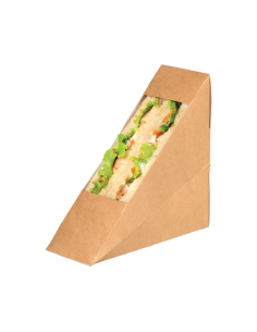 50 Pcs - Triangle sandwich kraft avec fenêtre PLA - 5,5 x 12 cm, style écoresponsable