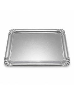 25 Pcs - Plateau carton double face or/argent - 28 x 19 cm, design élégant