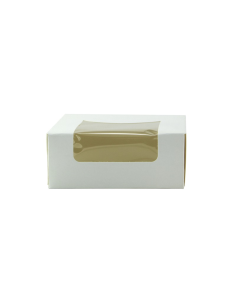 420 Pcs - Boîte pâtissière carton blanc avec fenêtre - 10 x 10 cm, Hauteur: 4 cm