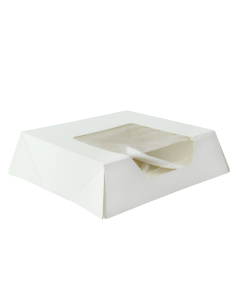 180 Pcs - Boîte pâtissière blanche avec fenêtre - 14 x 14 cm, Hauteur: 4 cm