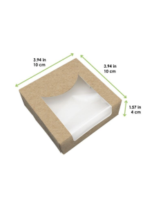 50 Pcs - Boîte pâtissière carton brun - Couvercle attaché, Fenêtre PLA, 10 x 10 x 4 cm 2