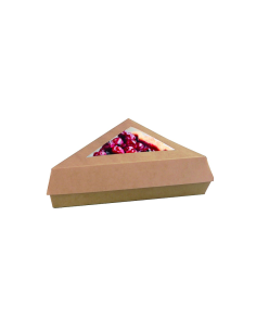 50 Pcs - Boîte pâtissière triangulaire - Carton brun, 15,5 x 13 x 4,5 cm, avec fenêtre 2