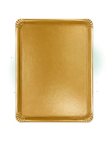 25 Pcs - Plateau carton dessus or, dessous blanc - 32 x 42 cm