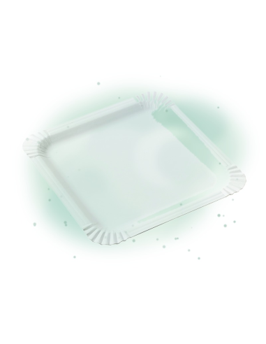 250 Pcs - Assiette carrée en carton blanc - 21 x 21 cmx 0,02 cm
