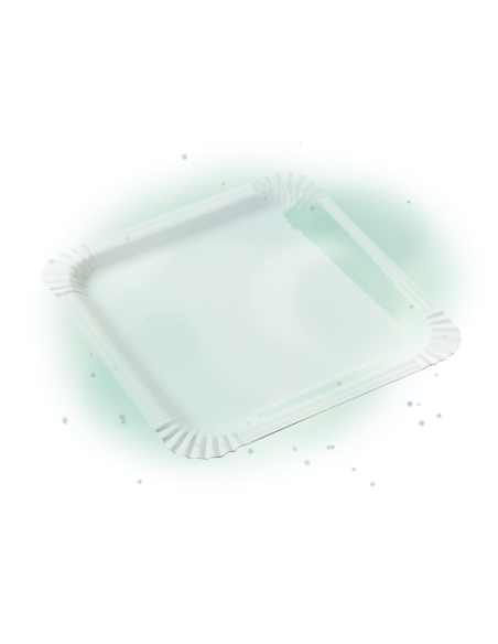 250 Pcs - Assiette carrée en carton blanc - 21 x 21 cmx 0,02 cm