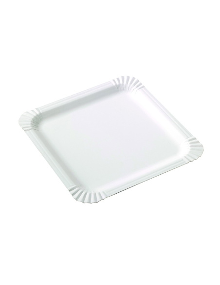 250 Pcs - Assiette carrée en carton blanc - 21 x 21 cmx 0,02 cm