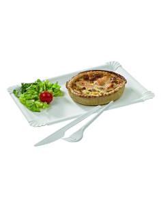 250 Pcs - Assiette rectangulaire carton blanc - 11 x 24 cm
