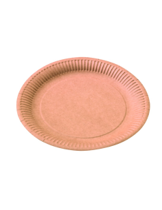 50 Pcs - Assiette ronde en carton brun - Diam: 23 cm, Hauteur: 1,5 cm