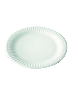 100 Pcs - Assiette ronde en carton blanc - Diam: 35 cm, Hauteur: 2,5 cm