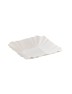 250 Pcs - Assiette barque en carton blanc - 10,8 cm x 10,8 cm, Hauteur: 2 cm