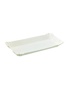 250 Pcs - Assiette carton blanc barque - 23 cm x 12 cm, Hauteur: 2 cm