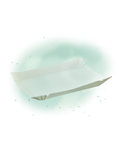 250 Pcs - Assiette barque en carton blanc - 24 x 18 cm, Hauteur: 2 cm
