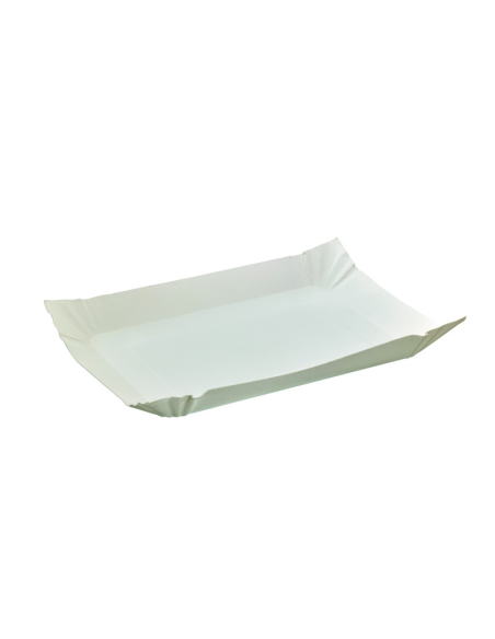 250 Pcs - Assiette barque en carton blanc - 24 x 18 cm, Hauteur: 2 cm