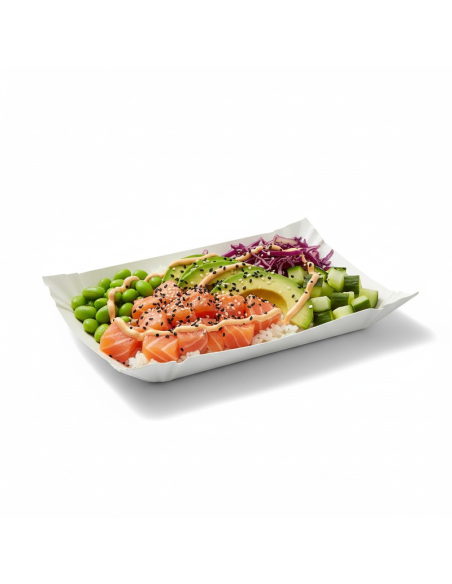 250 Pcs - Assiette barque en carton blanc - 24 x 18 cm, Hauteur: 2 cm