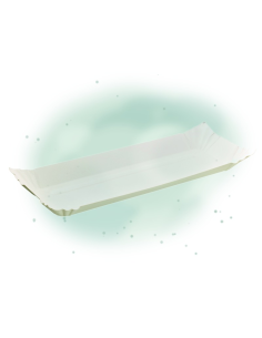 250 Pcs - Assiette barque en carton blanc - 32 x 13 cm, Hauteur: 1,3 cm 2