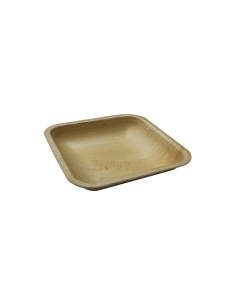 25 Pcs - Assiette carrée en palmier - 11 x 11 cm, Hauteur: 2,2 cm