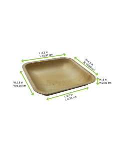 25 Pcs - Assiette carrée en palmier - 11 x 11 cm, Hauteur: 2,2 cm 2