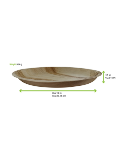 25 Pcs - Assiette ronde en palmier - Diam: 30 cm, Hauteur: 3,5 cm 2