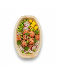 10 Pcs - Plateau ovale en palmier - 36 x 24 cm x 2,7 cm 2