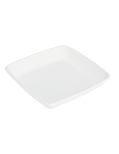 25 Pcs - Saladier carré blanc en pulpe 1000 ml 23,5 x 23,5 x 2,8 cm