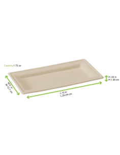 Assiette rectangulaire brune en pulpe 26 x 13 cm x 25 unités 2