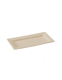 25 Pcs - Assiette rectangulaire brune en pulpe - 260 x 130 mm, Écologique et Résistante