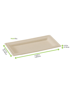 25 Pcs - Assiette rectangulaire brune en pulpe - 260 x 130 mm, Écologique et Résistante 2