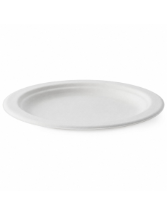 125 Pcs - Assiette ronde blanche en pulpe - Ø160 mm, L: 160 mm, Écologique