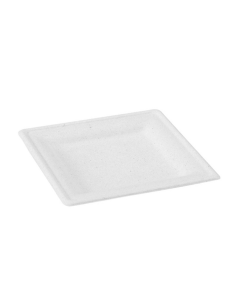 50 Pcs - Assiette carrée blanche en pulpe  200x200mm