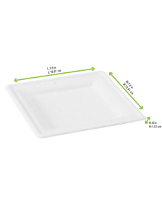 50 Pcs - Assiette carrée blanche en pulpe  200x200mm 2