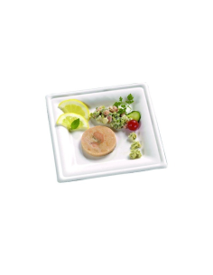 50 Pcs - Assiette carrée blanche en pulpe  205x205mm