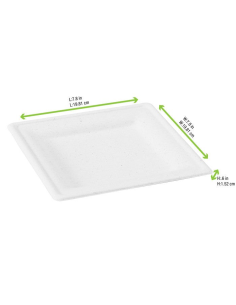 50 Pcs - Assiette carrée blanche en pulpe  205x205mm 2