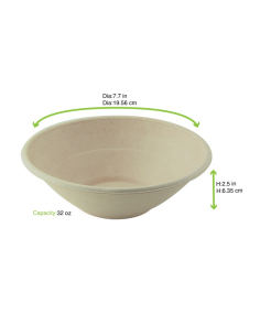 125 Pcs - Bol rond en pulpe brun Poke - Ø19,6 cm, Hauteur: 6,3 cm 2