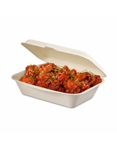 50 Pcs - Coquille blanche en pulpe 190x140mm H60mm 600ml 2