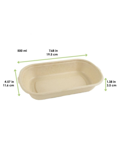 50 Pcs - Boîte rectangulaire brune "Eco-Rec" - 500 ml, 19,5 x 11,6 x 3,5 cm 2