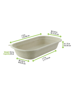 125 Pcs - Boîte rectangulaire brune en pulpe - 750 ml, 229 x 134 mm, Hauteur: 44 mm 2