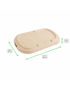 50 Pcs - Couvercle plat rectangulaire brun en pulpe 205x123mm H15mm 2