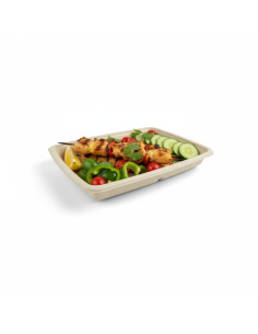 50 Pcs - Plateau pulpe rectangulaire brun - 22,6 x 16,2 cm, hauteur: 2,7 cm 2