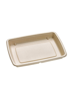 50 Pcs - Plateau scellable rectangulaire brun PLA - 22,6 x 16,3 cm, Hauteur: 2,8 cm