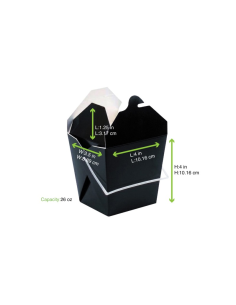 50 Pcs - Boîte carrée noire avec anse - 750 ml, 10 x 9,3 x 10,4 cm 2