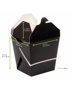 50 Pcs - Boîte carrée noire avec anse - 950 ml, 10 x 10 cm, Hauteur: 11 cm 2