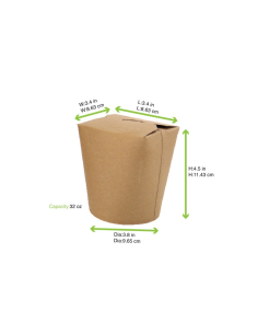 25 Pcs - Pot carton rond kraft - 950 ml, Diam: 9,2 cm, Hauteur: 10,1 cm 2