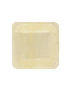 50 Pcs - Assiette carrée en bois "Scandinavie" - 11,5 cm x 11,5 cm, Hauteur: 1,7 cm