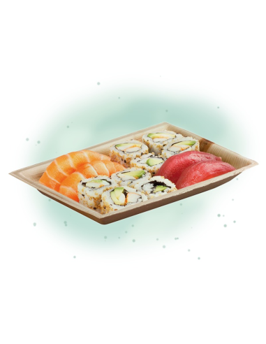 6 Pcs - Assiette rectangulaire en palmier - 24 x 16 cm, Hauteur: 3 cm