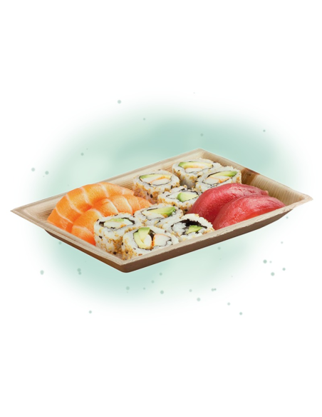 6 Pcs - Assiette rectangulaire en palmier - 24 x 16 cm, Hauteur: 3 cm