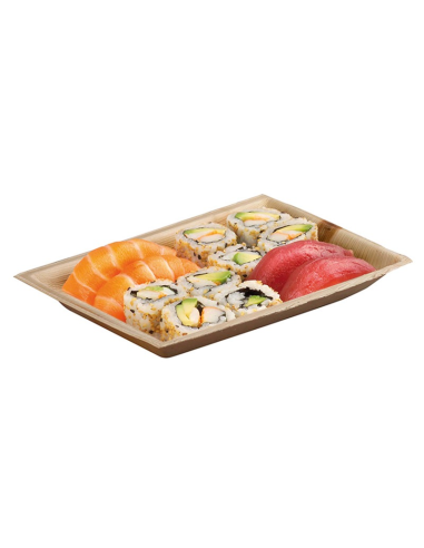 6 Pcs - Assiette rectangulaire en palmier - 24 x 16 cm, Hauteur: 3 cm