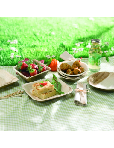 25 Pcs - Assiette carrée en palmier - 20 x 20 cm, Hauteur: 2 cm