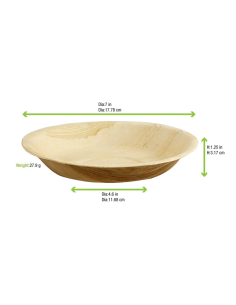 25 Pcs - Bol rond en palmier - 425 ml, Diam: 18 cm, Hauteur: 3 cm 2