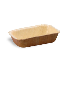 50 Pcs - Bol rectangulaire en palmier - 13 cm x 6,5 cm x Hauteur: 3 cm