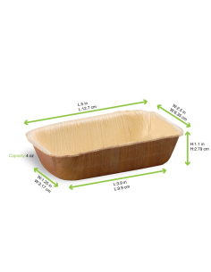 50 Pcs - Bol rectangulaire en palmier - 13 cm x 6,5 cm x Hauteur: 3 cm 2